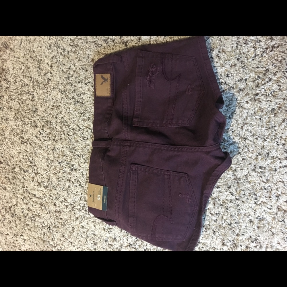 AEO size 00 burgundy jean shorts